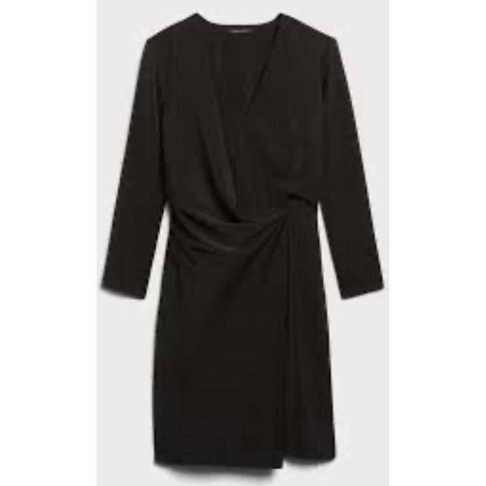 Banana Republic Drape Front Dress Black Size 6 Tall Wedding Guest Cocktail
